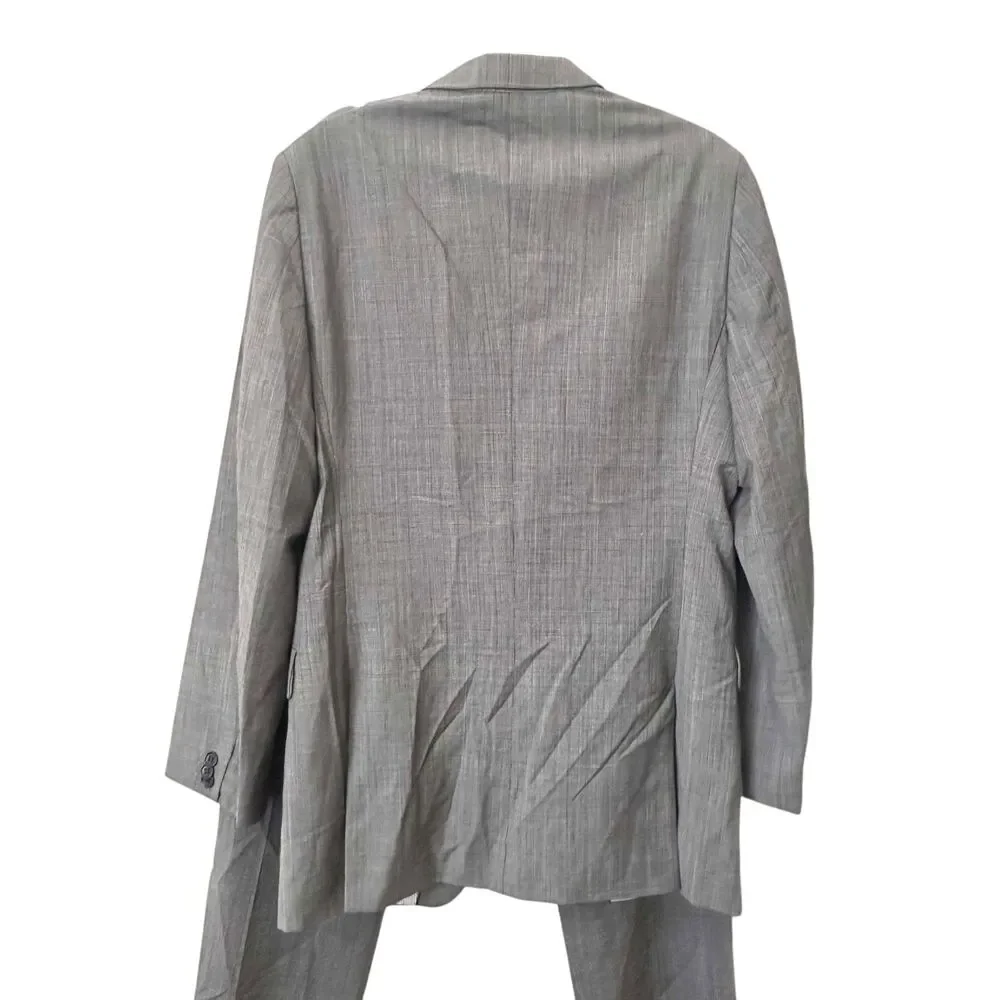 BANANA REPUBLIC‎ Tailored Fit Plaid Grey Wool Suit 42L
